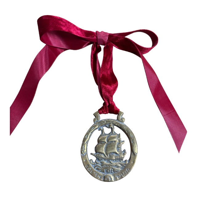 Vintage English Horse Brass Ornament For Sale