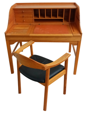 Desk and Chair in Oregon-Pine by Andreas Hansen for Hadsten, Set of 2