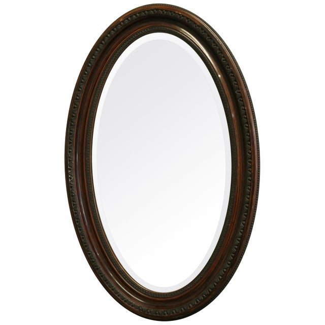 Wood Large Edwardian Wood Finish Oval Mirror, 1900 For Sale - Image 7 of 7