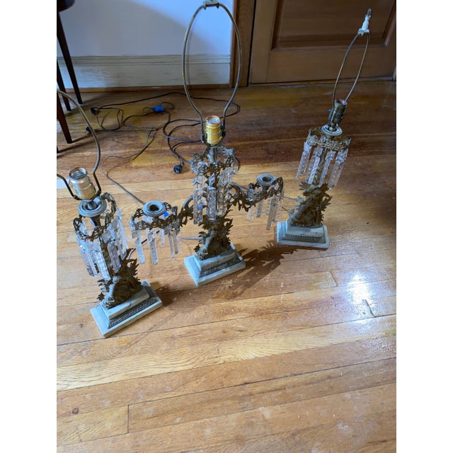 Transitional Early 20th Century Three Bronze Marble Base Lamps For Sale - Image 3 of 6