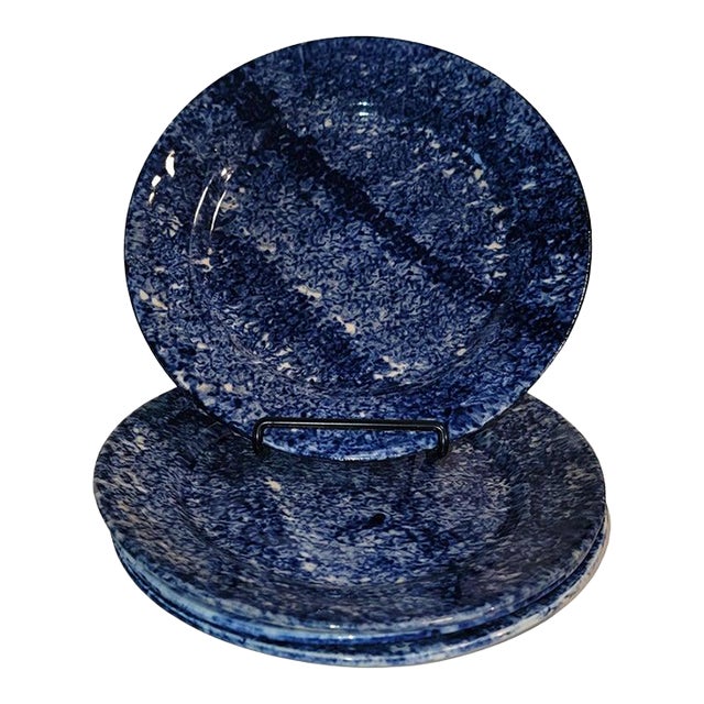 19th Century Set of 3 19Thc Sponge Ware Plates - 3 For Sale