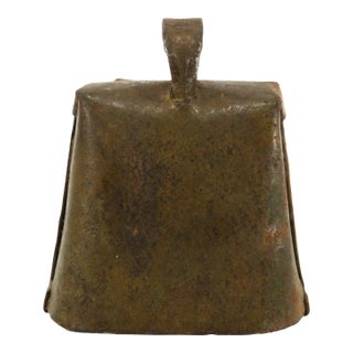 Ea./Mid 1800's Primitive Wrought Iron Cow Bell W Original Clapper New England For Sale