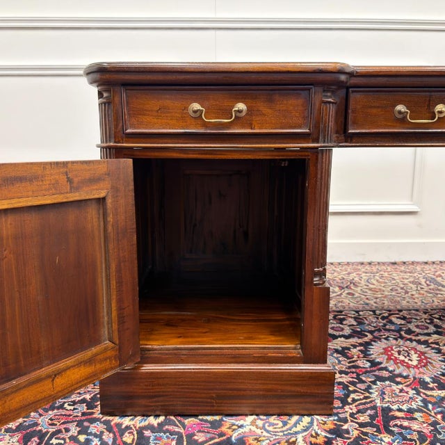 Classic English Green Leather Desk For Sale - Image 13 of 18