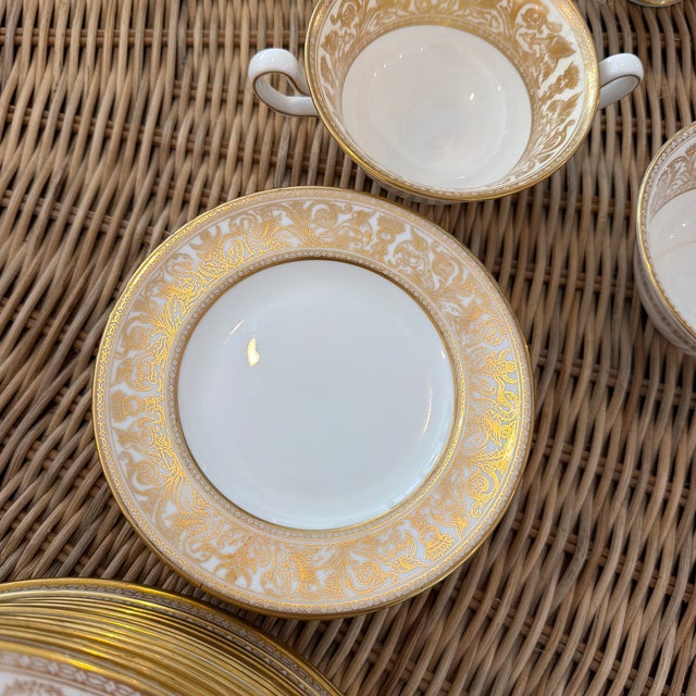Ceramic Late 20th Century Wedgwood Florentine Gold Dragon Dishes- 114 Pieces Service for 12 For Sale - Image 7 of 12