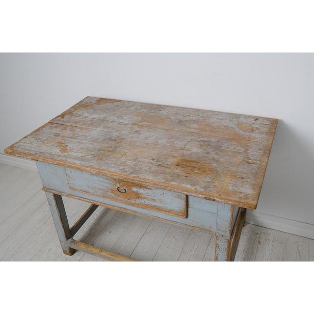 Swedish Folk Art Baroque Style Blue Painted Table For Sale - Image 10 of 12