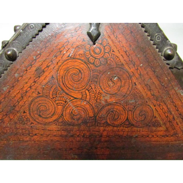 Antique Indian Iron Bound and Lacqured Dowry or Jewelry Box For Sale - Image 12 of 12