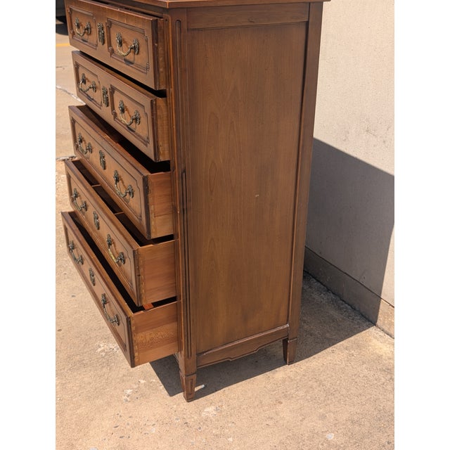 Henredon Vintage Henredon French Neoclassical Louis XVI Style Tall Chest Highboy For Sale - Image 4 of 13