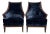 Pair of Italian Designed Lounge Club Chairs Upholstered in Blue Gp&j Baker Kings Velvet For Sale