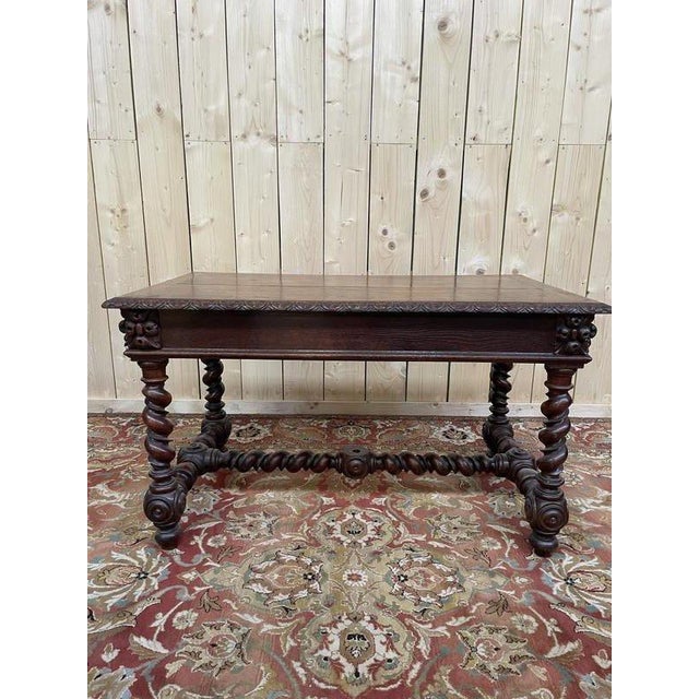 Louis XIII Style Oak Desk with Drawers For Sale - Image 6 of 7