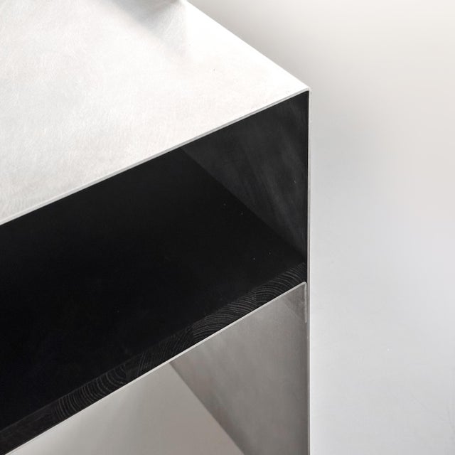 Night Stand - Side Table made from Hand Sanded Aluminum and Blackwood. Industrial Look. Matted Finish 5mm Aluminum. Ready...