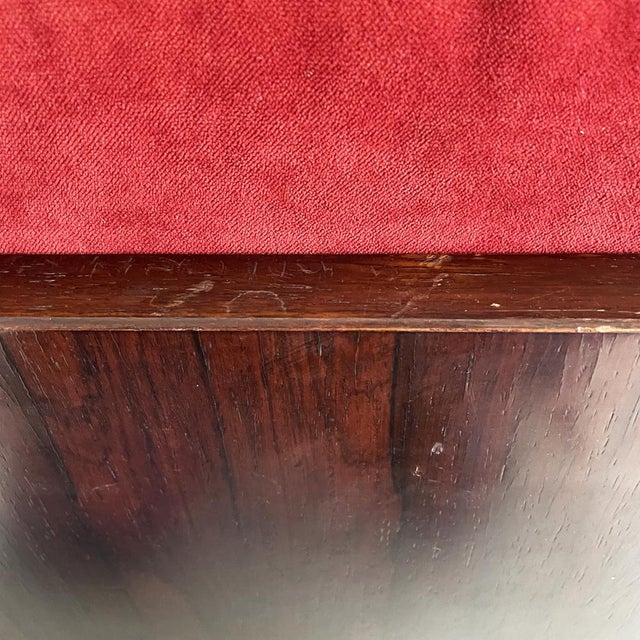 Set of Italian Modern Red Velvet and Wood Armchairs by Claudio Salocchi for Sormani, 1970s For Sale - Image 12 of 18