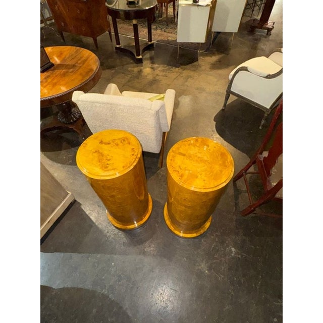 Pair of Italian Art Deco Design Burl Wood Pedestals For Sale In Dallas - Image 6 of 6