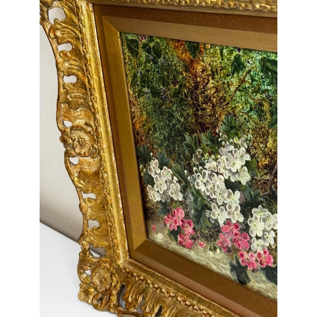 Antique Victorian Still Life Oil Painting by Oliver Clare, Signed Floral Blossom & Bird’s Nest With Blue Eggs, c.1880, Ornate Gilt Frame For Sale - Image 18 of 18