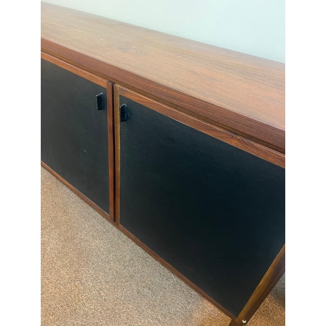 Mid Century Jack Cartwright for Founders Walnut and Black Leather Credenza For Sale - Image 10 of 10