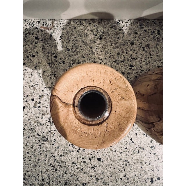 Set of Three Hand-Turned Spalted Maple Sculptures (3) — Signed “B.” — Organic/Studio Craft/Sculptural Decor— Indiana Studio Work For Sale - Image 4 of 10