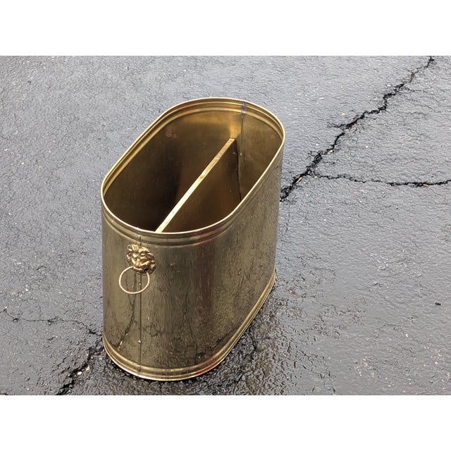 1970s 1970s Hollywood Regency Brass Lion Motif Magazine Holder/Rack For Sale - Image 5 of 7