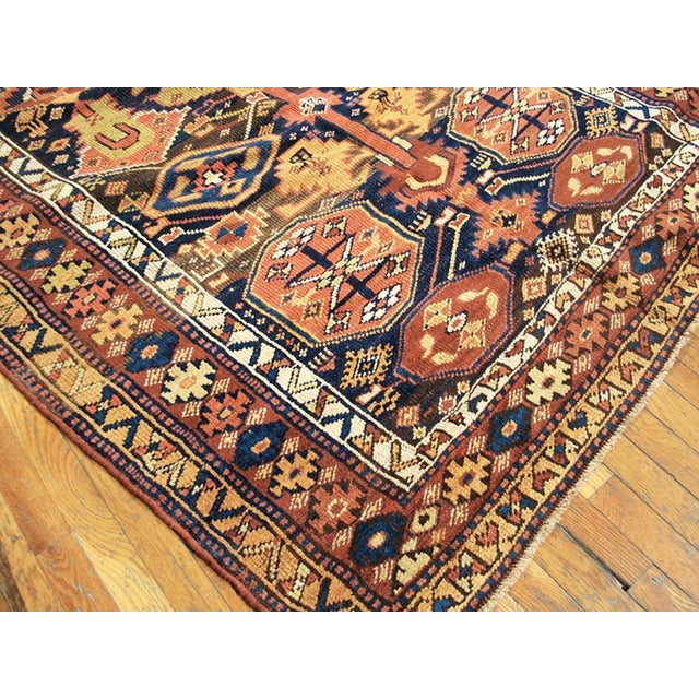 1900s Blue Navy Geometric Tribal Antique Persian Kurdish Rug 5'0" X 7'7" Handknotted Wool Carpet For Sale In New York - Image 6 of 6