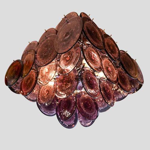 Purple Disc Pulegoso Glass Square Shaped Hanging Light For Sale - Image 10 of 11