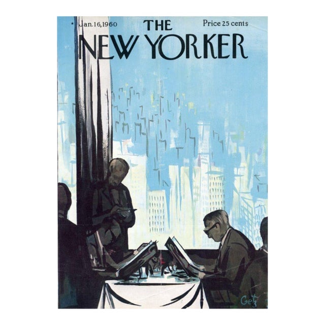 1960 Vintage New Yorker Cover, January 16 (Arthur Getz), Original New Yorker Magazine Cover, New York City, Business Lunch For Sale