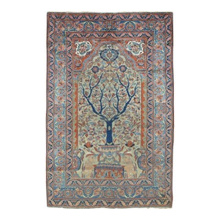 19th Century Zabihi Collection Persian Pictorial Doroksh Prayer Rug - 4'3" x 6'1" For Sale