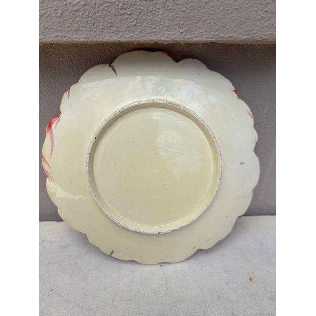 Delphin Massier Majolica Pink Flower Plate, Delphin Massier, Circa 1890 For Sale - Image 4 of 4