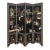 Vintage 20th-Century Chinese Black Lacquer 4-Panel Folding Screen – Carved Soapstone & Mother-of-Pearl Inlay by Tianshui Feitian For Sale