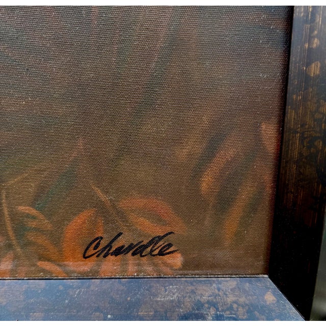 Brown Rene Chavelle, Large Trompe L'oeil Oil Painting Rene Chavelle Belgian Hyper Realist Apples, c.1980's For Sale - Image 8 of 10