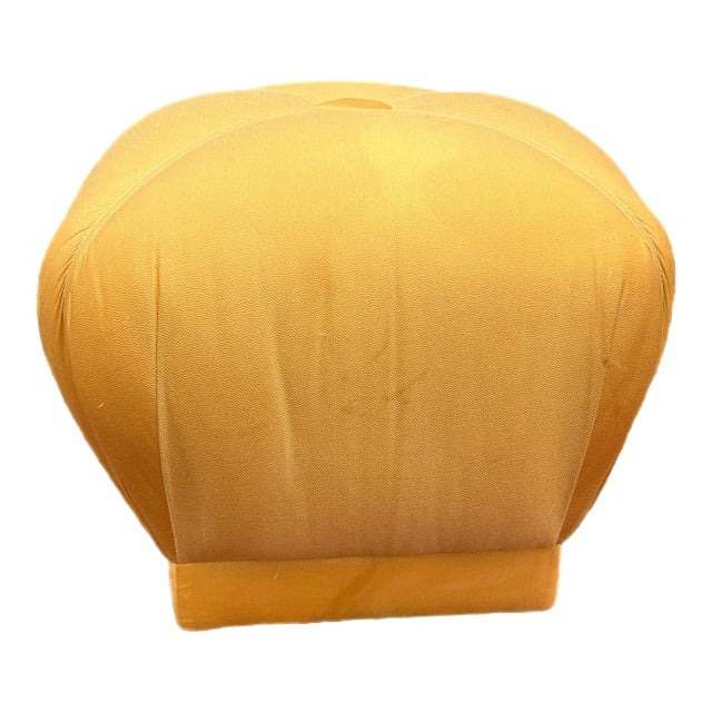 1980 Marge Carson Style Souffle Pouf Ottoman in Gold For Sale