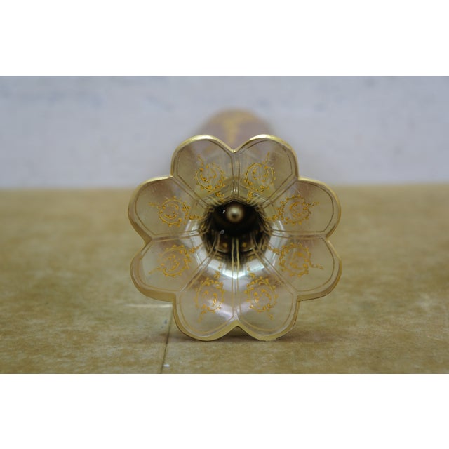 Antique Moser Bohemian Czech Amber Cut to Clear Crystal Trumpet Vase 14" For Sale - Image 13 of 14