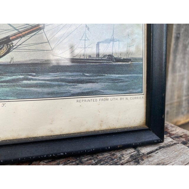 1940s Vintage Nautical Currier and Ives Ship Art Vintage Nautical Art - Set of 6 For Sale - Image 9 of 10