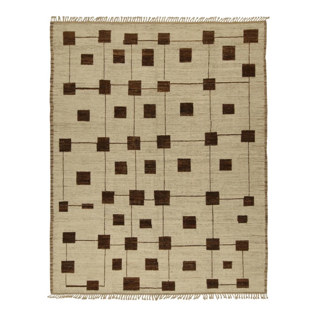 Rug & Kilim’s Modern Rug with Beige-brown Geometric Patterns - 6x8 For Sale