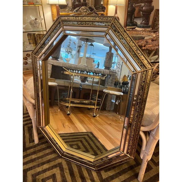 LaBarge Style Tortoiseshell Octagonal Wall Mirror, Vintage 1980s Design For Sale In New York - Image 6 of 17
