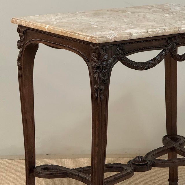19th Century Belgian Louis XVI Transitional Walnut Marble-Top Table For Sale In Dallas - Image 6 of 18