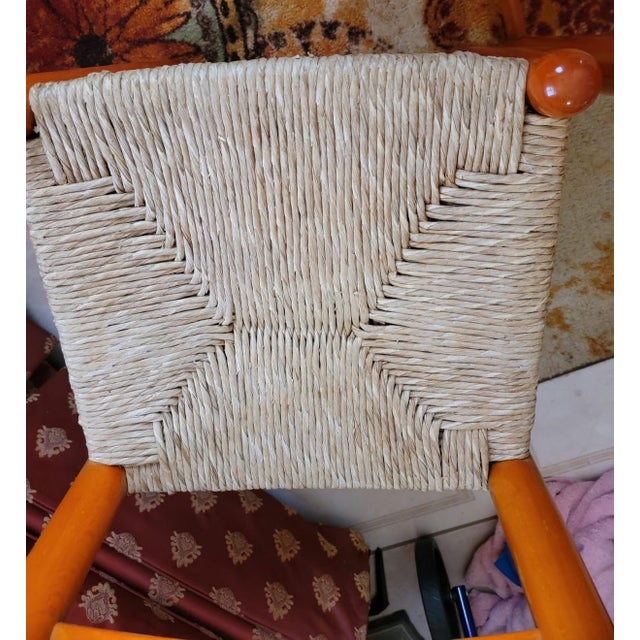 Vintage 1970s Italian Hank Loewenstein "Padova" Beechwood & Rush Stacking Dining Chairs - Set of 4 For Sale - Image 11 of 14