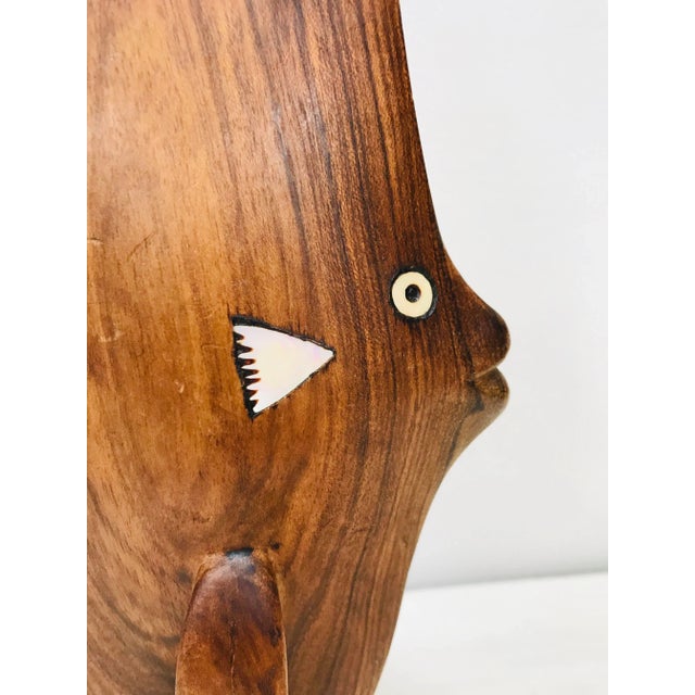 Mid-Century Modern Carved Burlwood Angelfish Mother of Pearl For Sale In Phoenix - Image 6 of 8