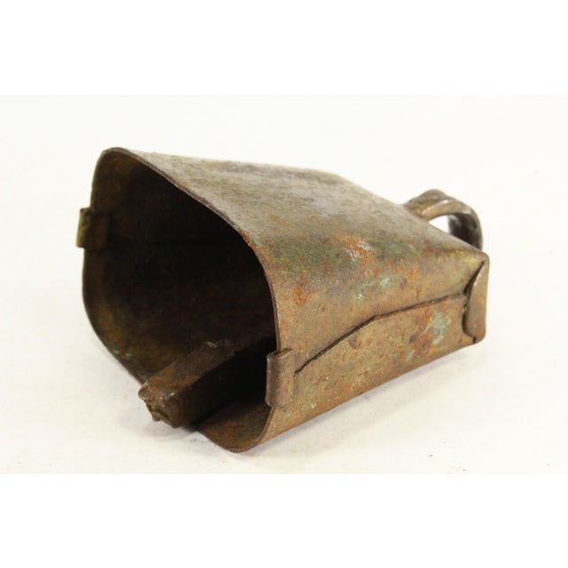 Ea./Mid 1800's Primitive Wrought Iron Cow Bell W Original Clapper New England For Sale - Image 13 of 18