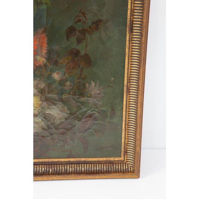 Gustave Marx, Still Life with Flower Bouquet on Dark Background, Oil on Canvas, Framed For Sale - Image 3 of 7