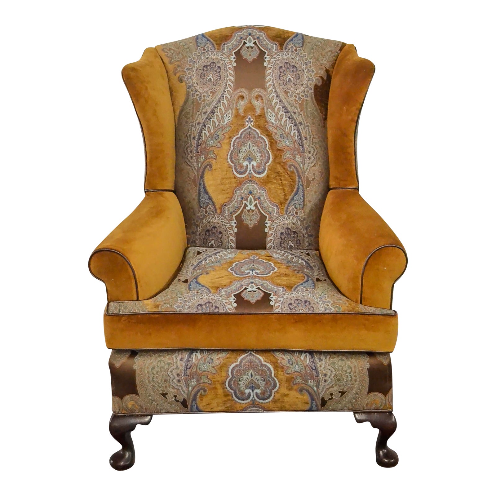 Paisley Velvet Wingback Chair Chairish