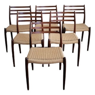 Niels Møller Dining Chairs. Model 78. Rosewood With Danish Cord. Set of 6. 1960’s. For Sale