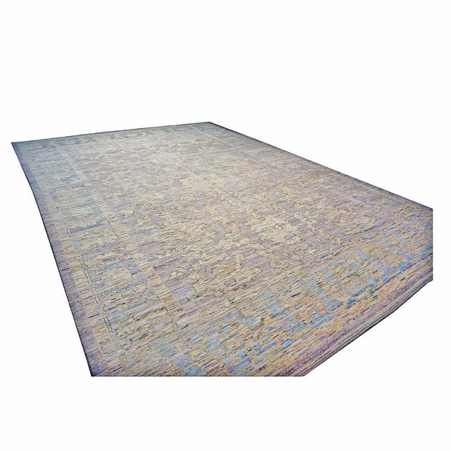 21st Century Turkish Oushak Wool 13x19 Slate Blue & Grey Handmade Oversized Area Rug #1144105 For Sale In Houston - Image 6 of 11