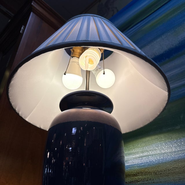 Asian Inspired Violet Iridescent Table Lamp For Sale - Image 10 of 12