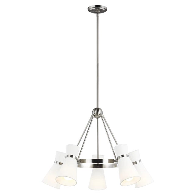 Modern AERIN By Visual Comfort Studio Clark 5-Light Chandelier in Brushed Nickel For Sale - Image 3 of 4