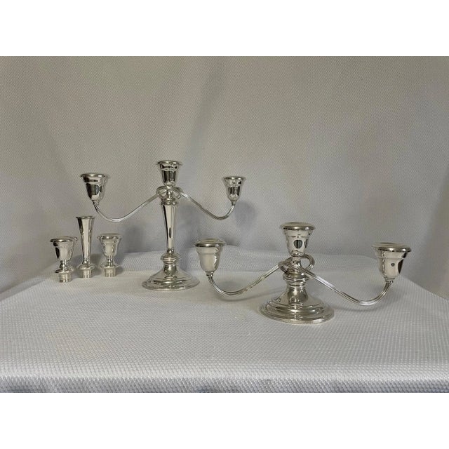 Mid 20th Century Silverplated Gorham "Newport" Changeabout Candelabras - a Pair For Sale - Image 6 of 12