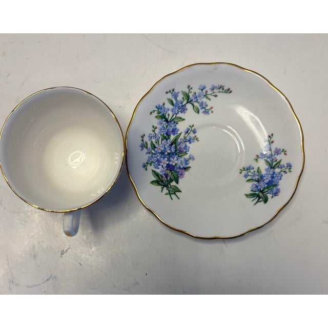 Mid 20th Century Royal Vale Forget-Me-Not Bone China Teacup & Saucer, England For Sale In Indianapolis - Image 6 of 8