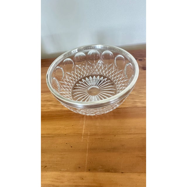 Metal Vintage Crystal With Silver Plated Rim Bowl Germany For Sale - Image 7 of 7