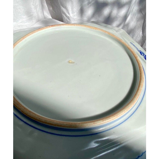 Early 20th Century Late Qing Chinese Blue & White Octagonal Landscape Serving Plate For Sale - Image 14 of 16
