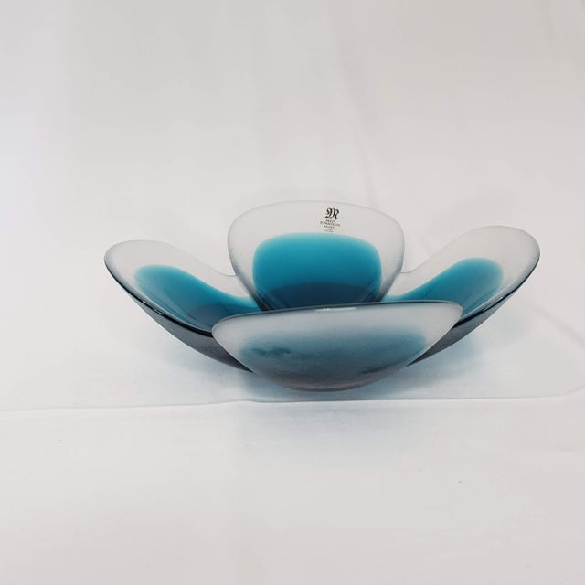 Mats Jonasson Maleras Lucky Four Leaf Clover Full Lead Flower Blue Bowl, Sweden For Sale In Tulsa - Image 6 of 12