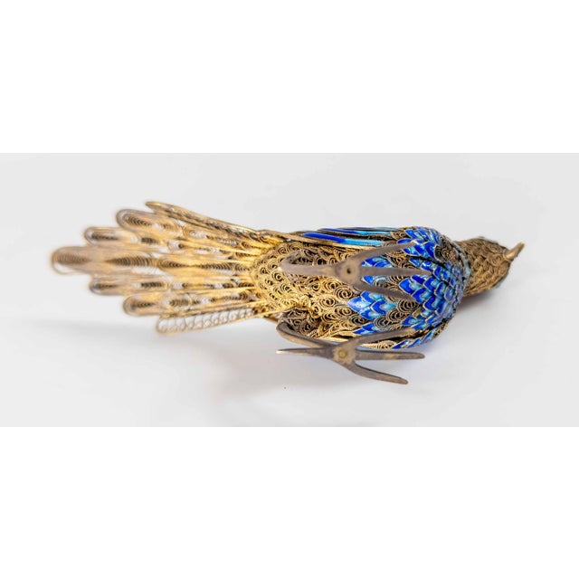 20th Century Chinese Sterling Silver Filigree and Enamel Bird For Sale - Image 10 of 10