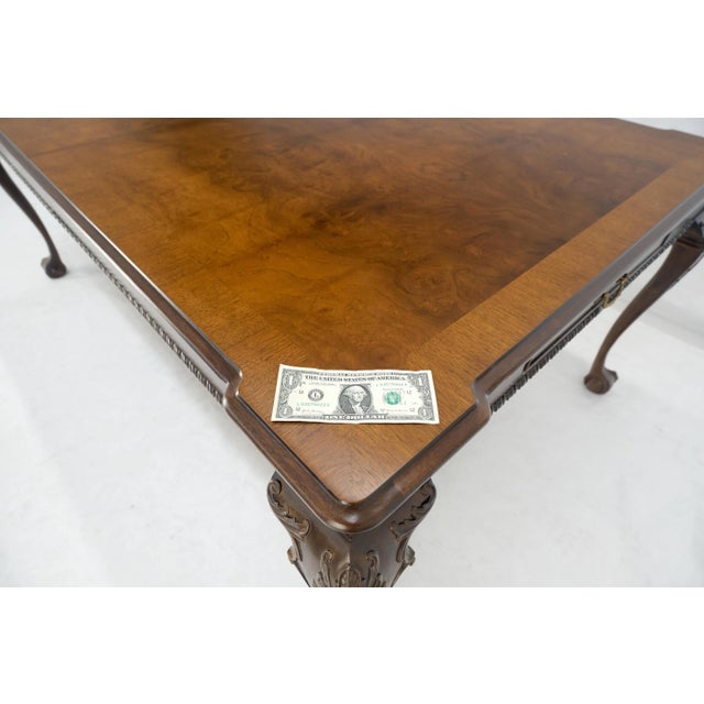 Wood Henredon Banded Burl Walnut Ball & Claw Feet Chippendale Dining Table 2 Ext MINT For Sale - Image 7 of 12
