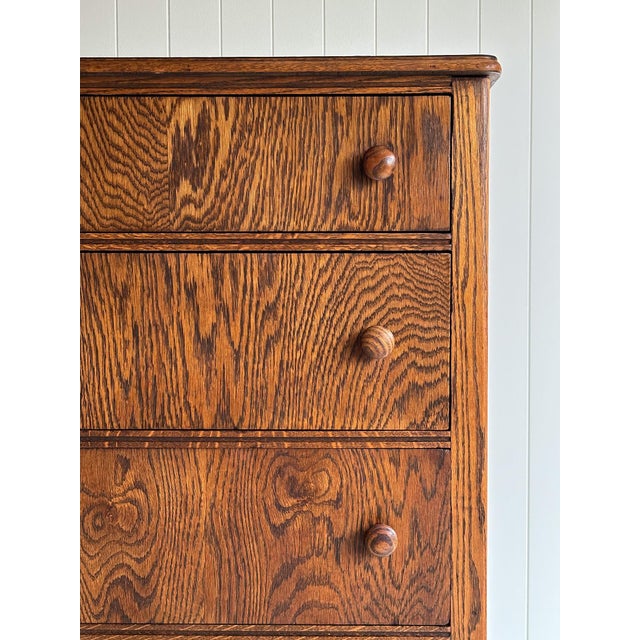 Antique Quarter Sawn Tiger Oak Chest of Drawers For Sale - Image 9 of 16